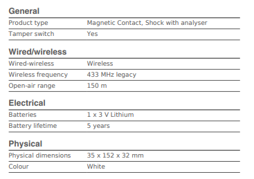 INTERLOGIX 60-885-43-EUR Wireless Shock Sensor (NO MAGNET)