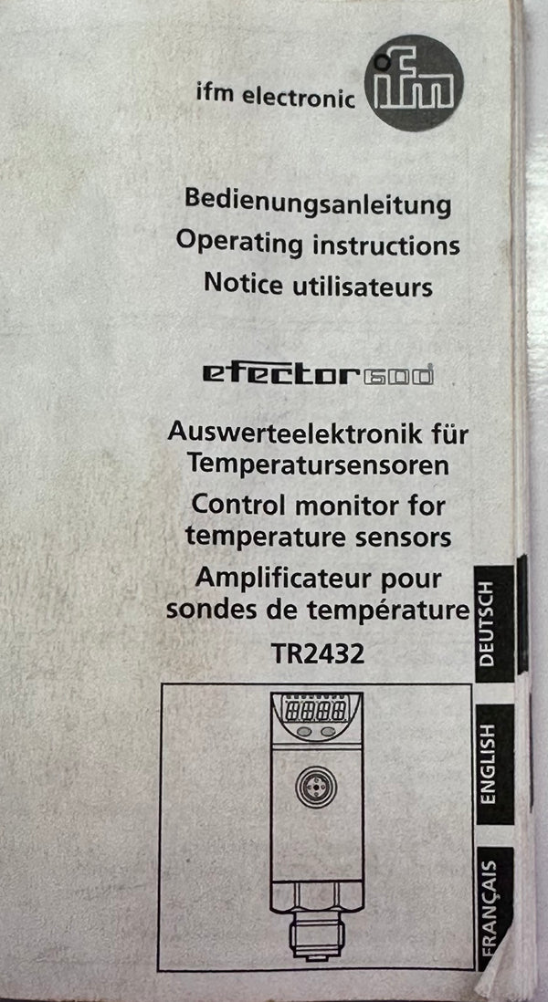 ifm TR2432 Evaluation unit with display for PT100/PT1000 Temperature Sensors - TR-...KDBR12-MFRKG/US/....../V