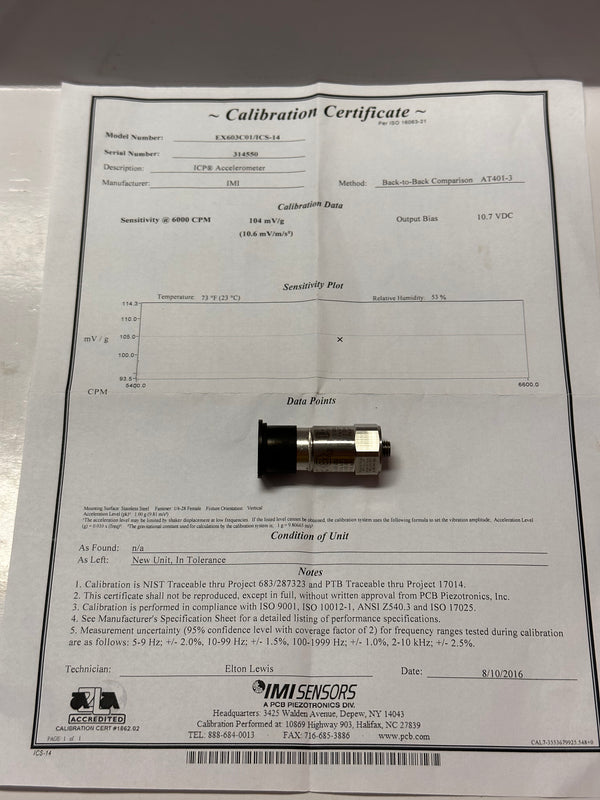 ICP® ACCELEROMETER EX603C01 Hazardous Area Approved Industrial