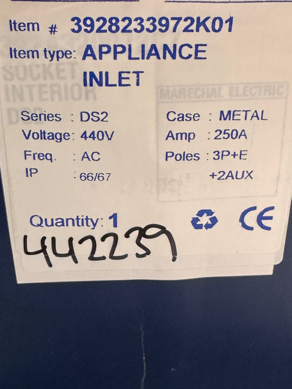 Marechal 3928233972K01 DS2 Appliance Inlet 3P+E+2AUX