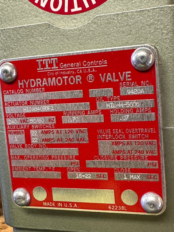 Hydramotor Actuator H10A640B5F1, New in Box