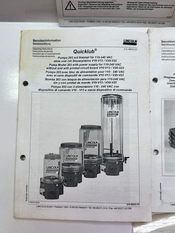 Lincoln 644-40762-2 Electronically Operated Lubrication Pump P203-8XLBO-1K6-AC-2A1.01-V10
