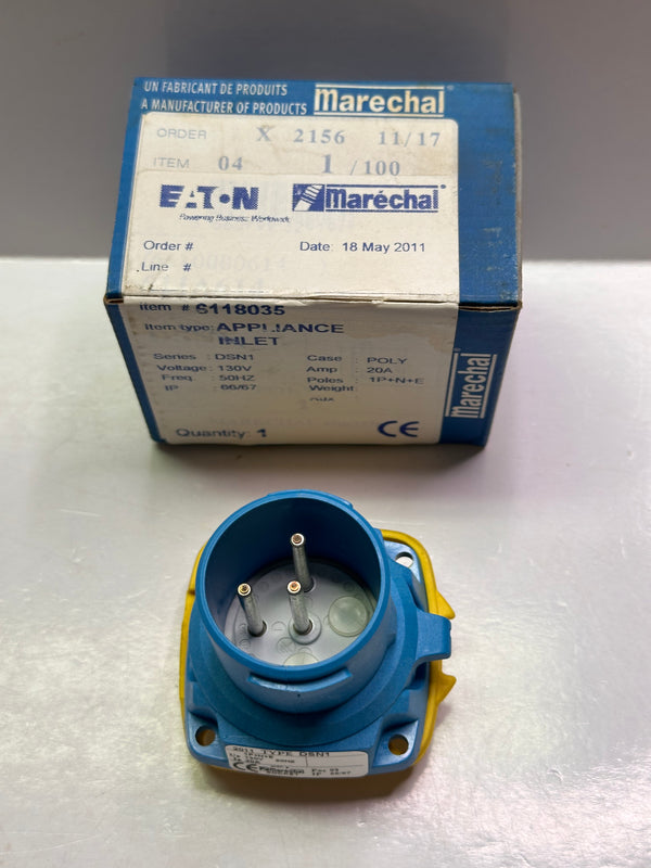 Marechal 6118035 Inlet Decontactor DSN1, Poly Blue 110-130V, 20A
