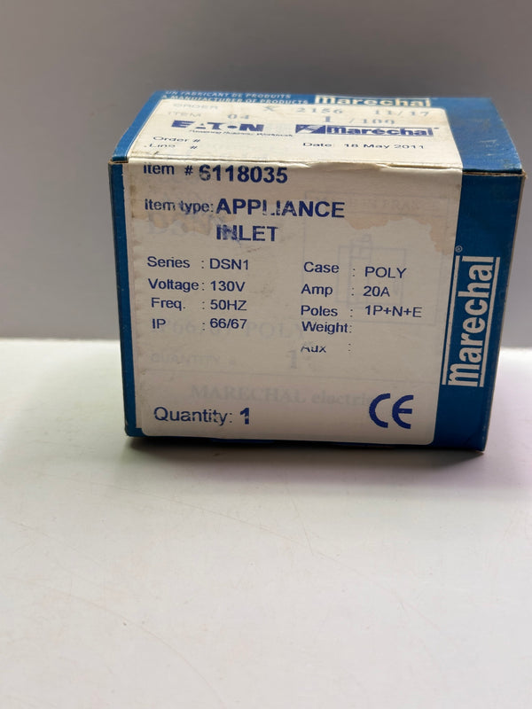 Marechal 6118035 Inlet Decontactor DSN1, Poly Blue 110-130V, 20A