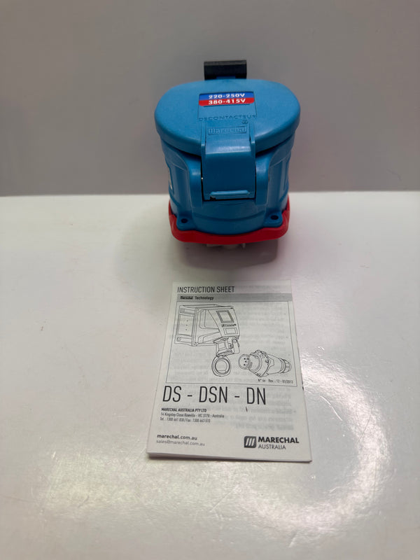 Marechal DS3 3134017 Socket Outlet 3P+N+E 50A, Poly Blue