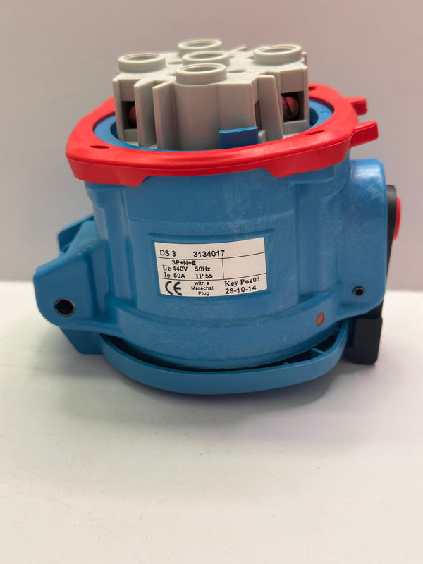 Marechal DS3 3134017 Socket Outlet 3P+N+E 50A, Poly Blue