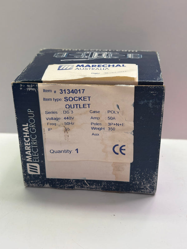 Marechal DS3 3134017 Socket Outlet 3P+N+E 50A, Poly Blue