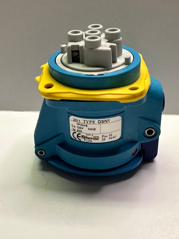 Marechal 6114035 DSN1 Socket Outlet 20A 1P+N-E Poly Blue 110-130V
