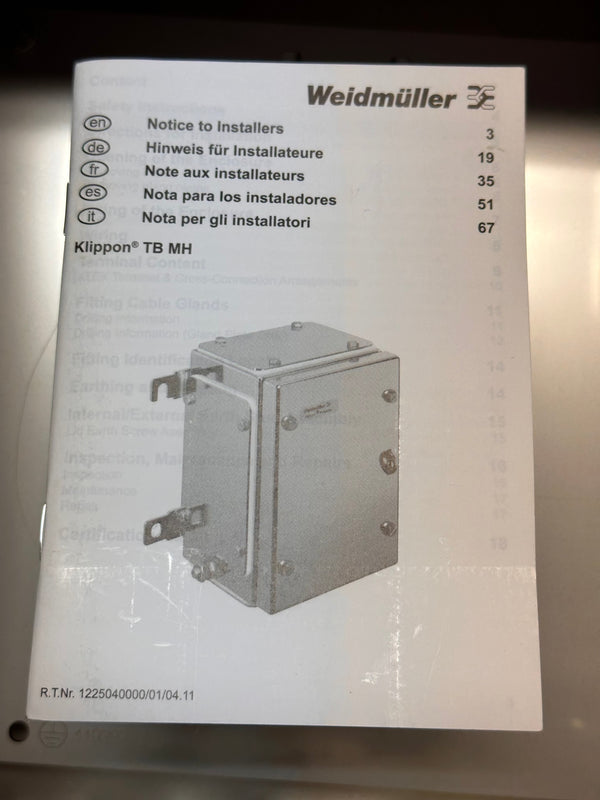WEIDMULLER Klippon KTB MH 262615 S4E1 SS Enclosure 1194630000