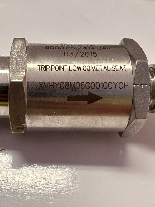HOKE XVHY08M06G0010YOH Excess Flow Valve / XVH-316 8mm NPT- 6mm Gyrolok