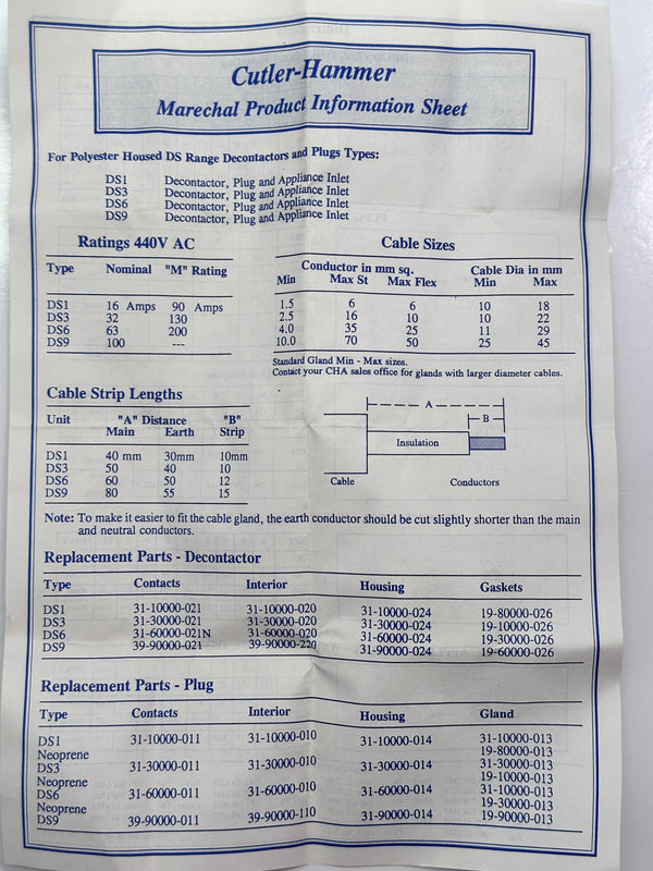Marechal 6168013 63A Inlet C/W 513P0D30 Handle 440V