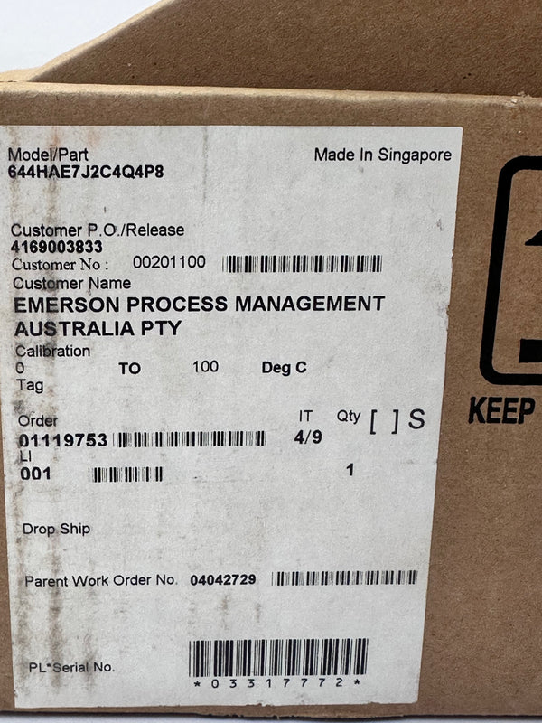 Rosemount™ 644 Temperature Transmitter 644HAE7J2C4Q4P8 - 0-100 Deg C