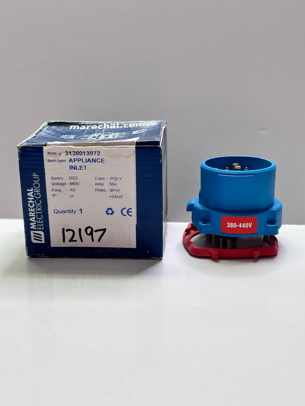 Marechal 3138013972 DS3 Inlet 3P+E+2AUX, 50A, Ip54, 440V AC - 513P0D30