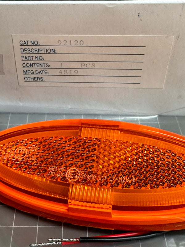 NARVA 92120 9-33V LED Model 21 Side Marker,Oval, Amber with Built in Retro Reflector