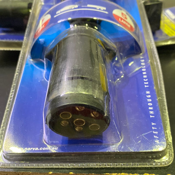 Narva 82255BL 7 Pin Large Round Socket Trailer to Car Adapter, 5 Pin Large Round Plug on Trailer