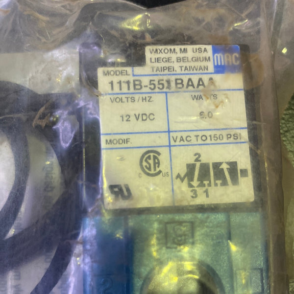 MAC 111B-551BA AA Pilot Operated Solenoid Valve