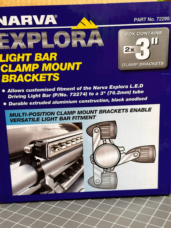 NARVA 72295 3" Bullbar Tube Mount/ Light Bar Clamp Mount Brackets