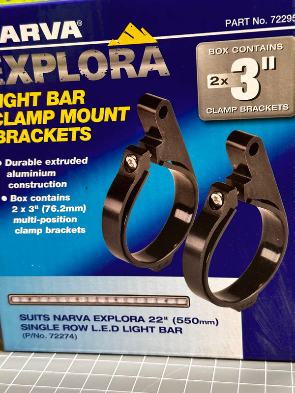 NARVA 72295 3" Bullbar Tube Mount/ Light Bar Clamp Mount Brackets