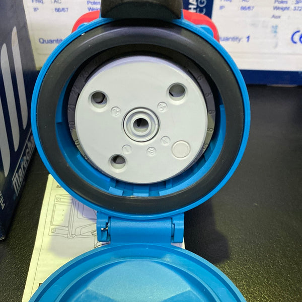 Marechal 6164013 Decontactor Socket Outlet, DSN6, 3P+E 63A - Poly Blue