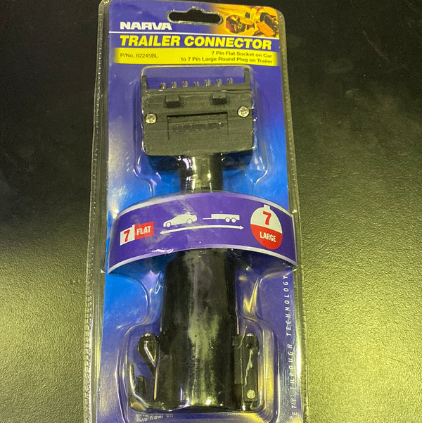 NARVA 82245BL 7 Pin Flat Socket on Car to 7 Pin Large Round Plug on Trailer