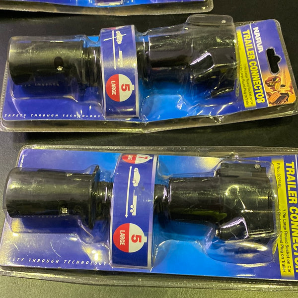 Narva 82255BL 7 Pin Large Round Socket Trailer to Car Adapter, 5 Pin Large Round Plug on Trailer