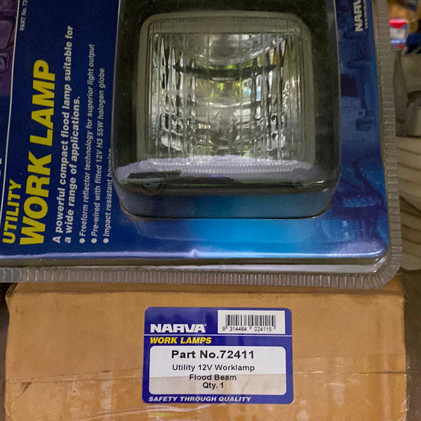 Narva 72411 12V Utility Work lamp, Free Form Long Range (Flood Beam)