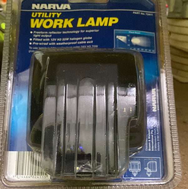 Narva 72411 12V Utility Work lamp, Free Form Long Range (Flood Beam)