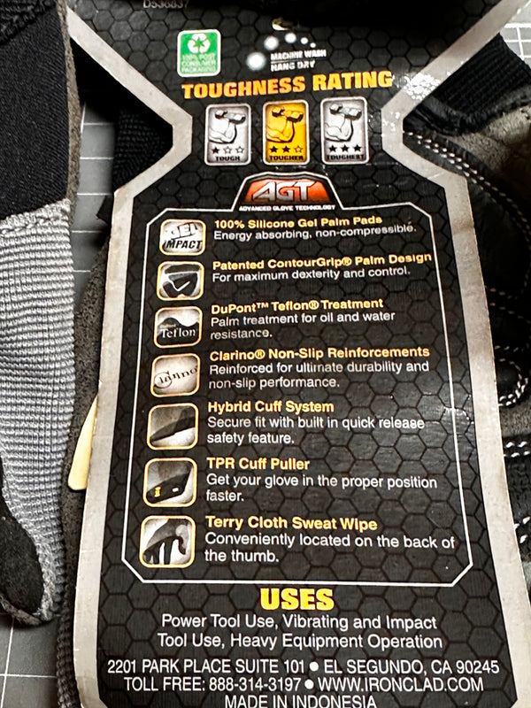IRONCLAD Vibration Impact Gloves (Medium Size Only)