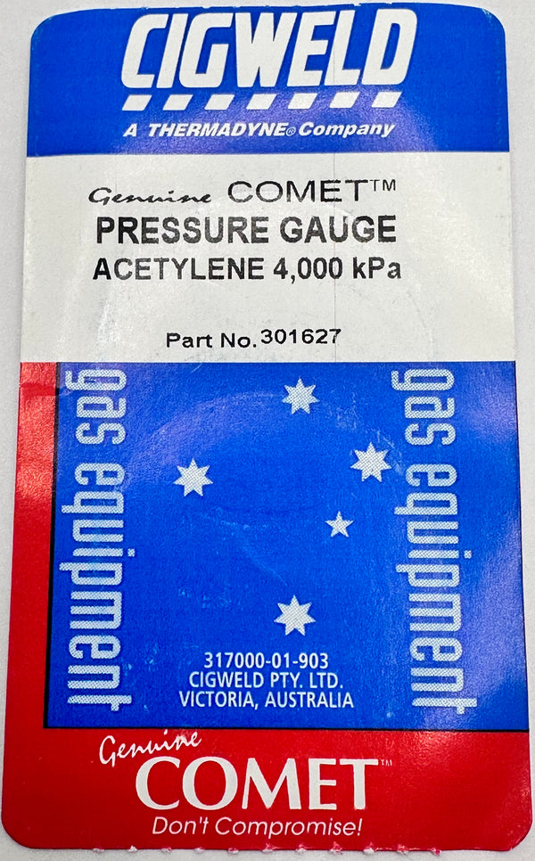 Cigweld 301627 Pressure Gauge, Acetylene 4000kPa
