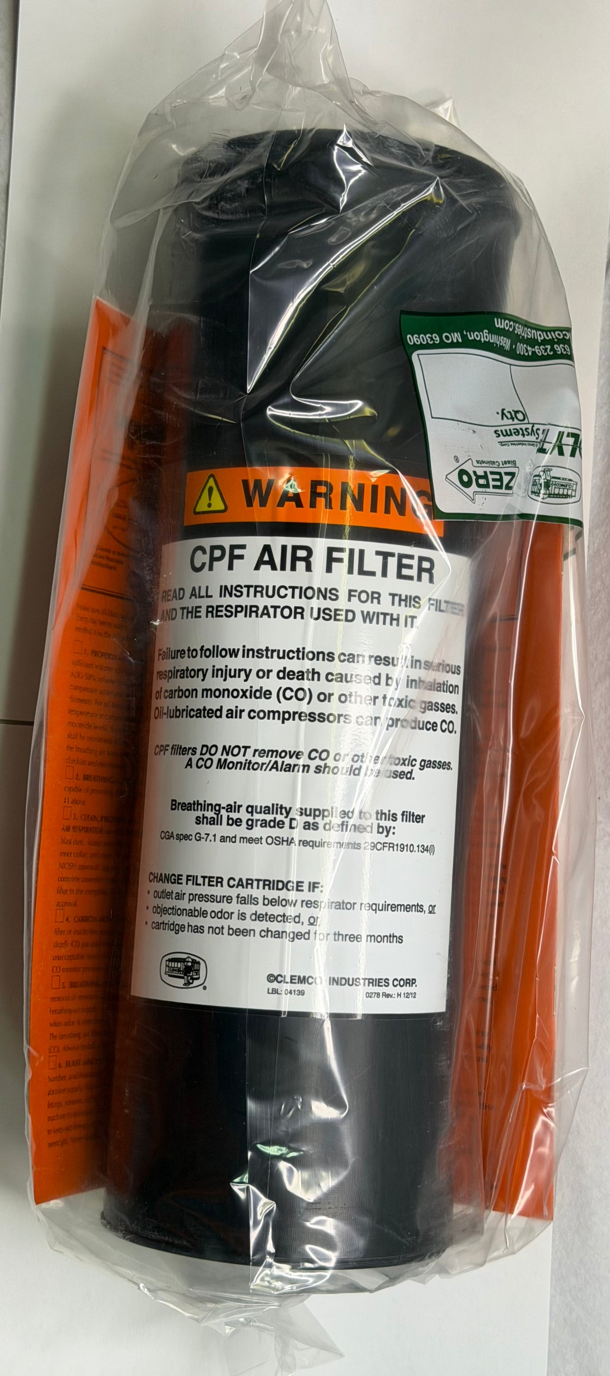 Clemco 0702 03547 CPF In-Line Filter Cartridge
