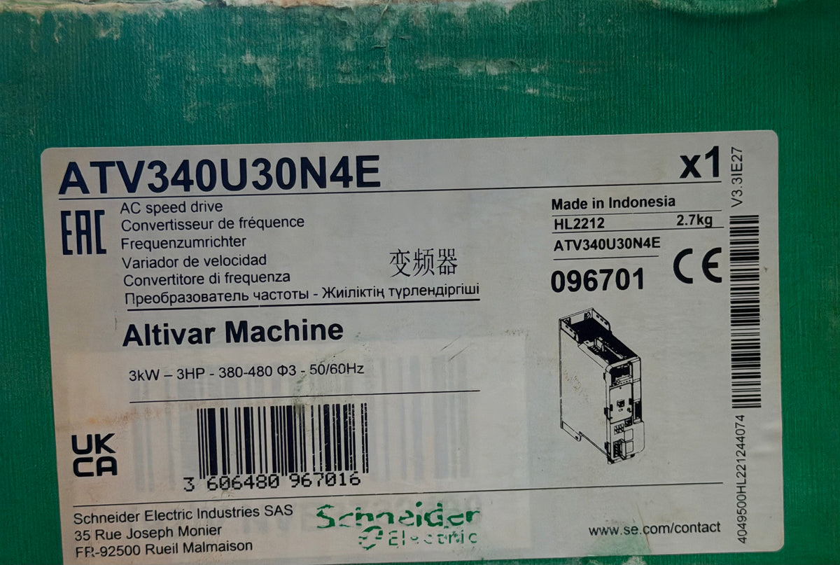 ATV340 3kW, 3HP, 400V Heavy Duty Variable Speed Drive - ATV340U30N4E