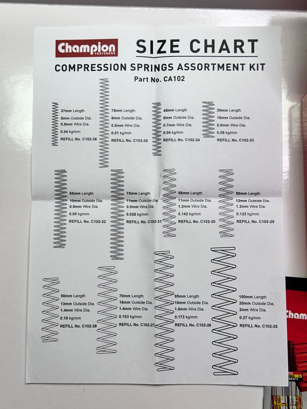 Champion CA102 Compression Spring Kit, Assorted Metric