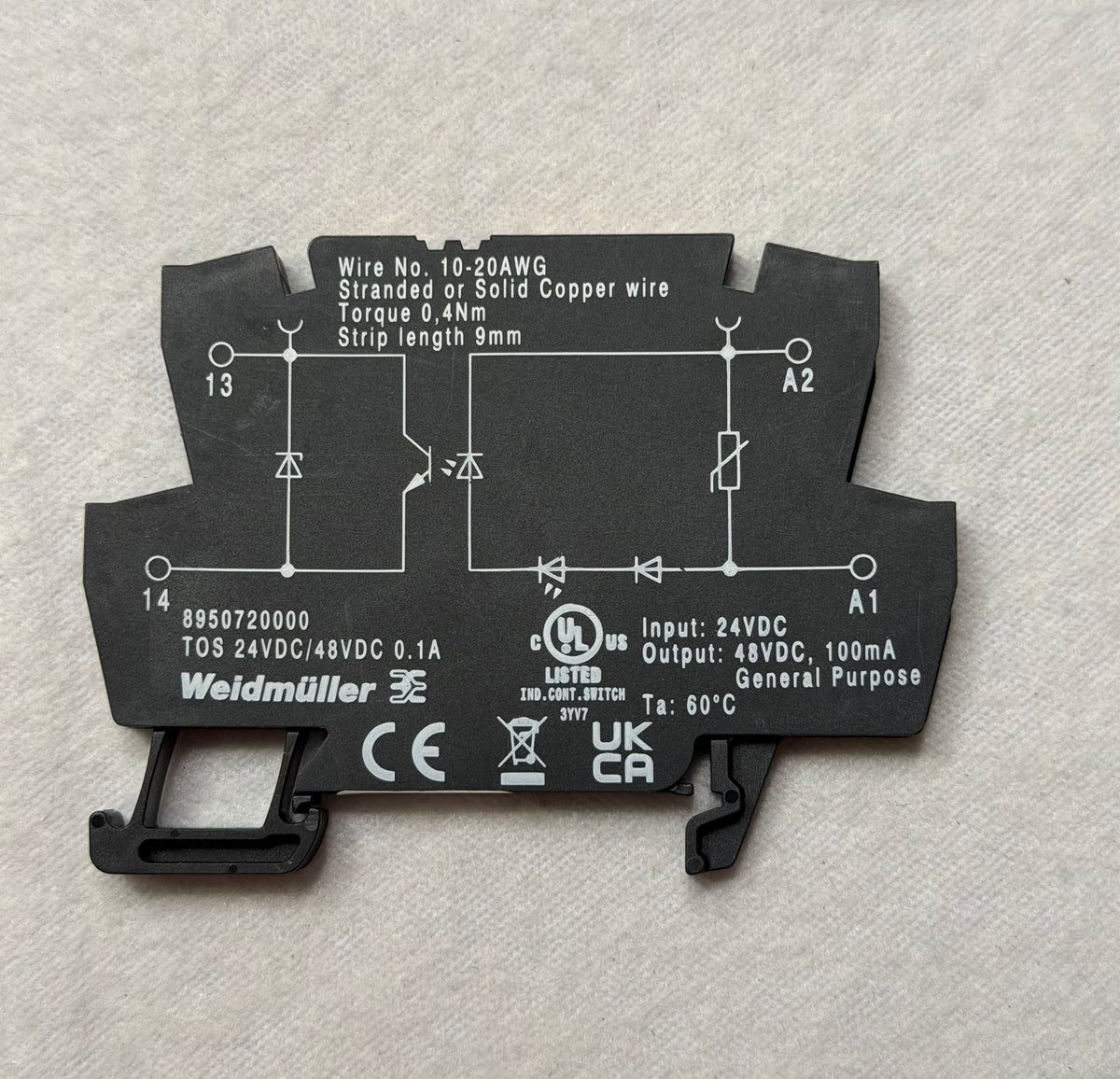 Weidmuller 8950720000 TERMOPTO Solid-State Relay - 24V DC Control