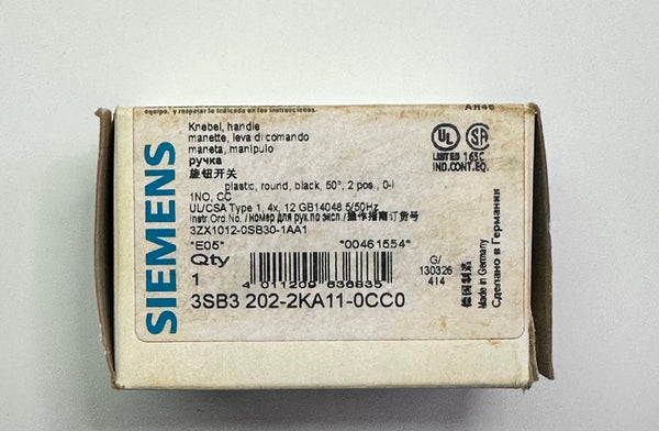 Siemens 3SB3202-2KA11-0CC0 Selector Switch, Non-Illuminated