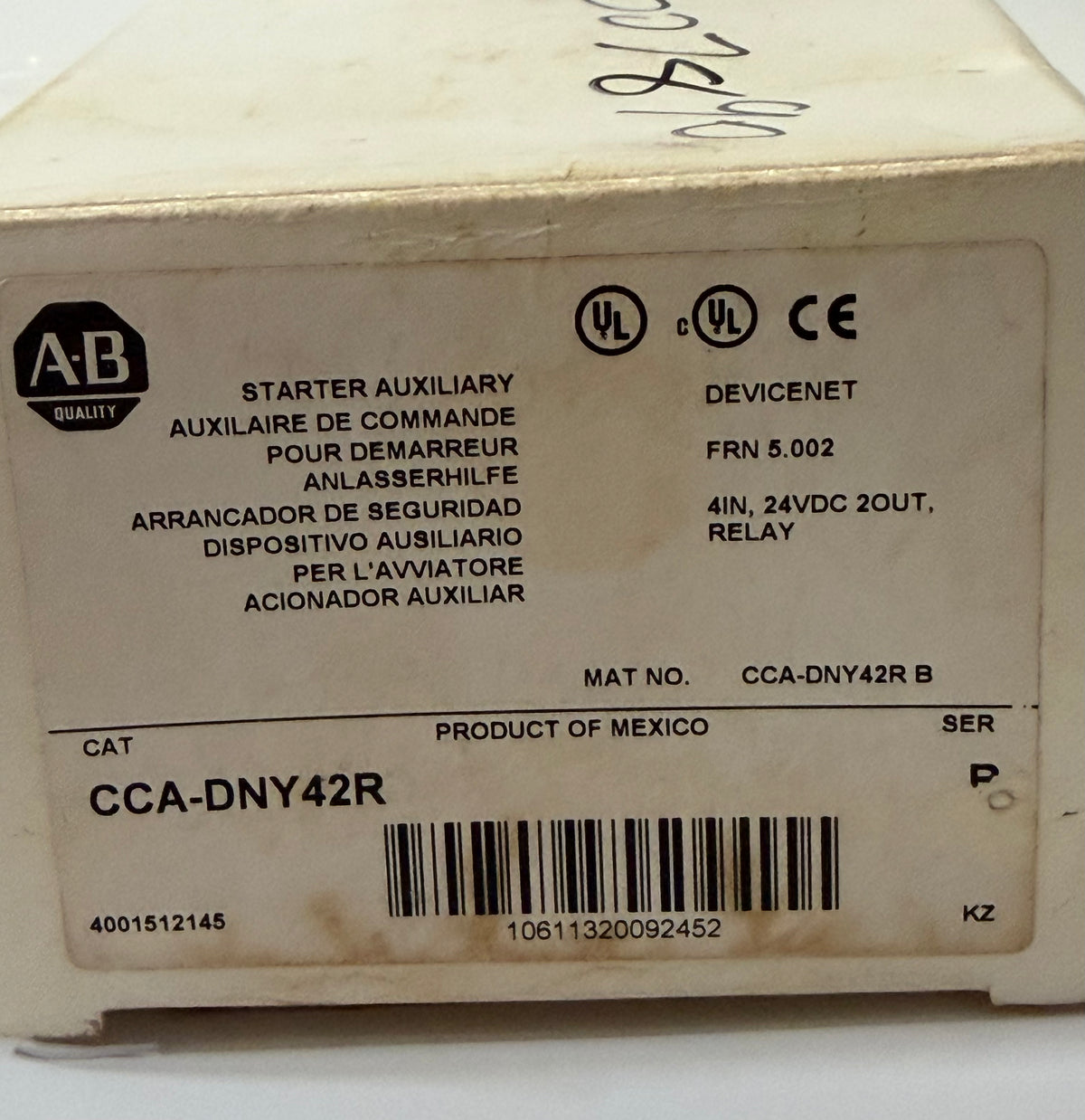 CCA-DNY42R DeviceNet Starter Auxiliary Module — 4 Inputs, 2 Outputs