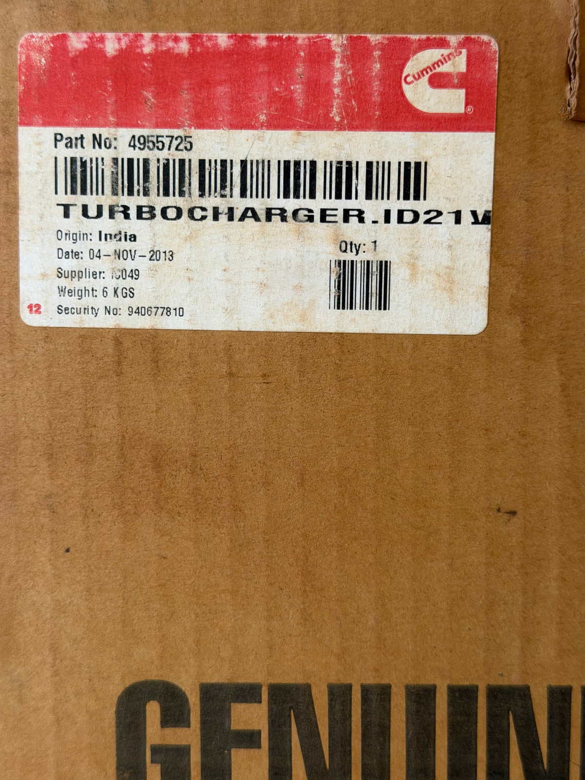 Cummins 4955725 Turbocharger Kit, NIB