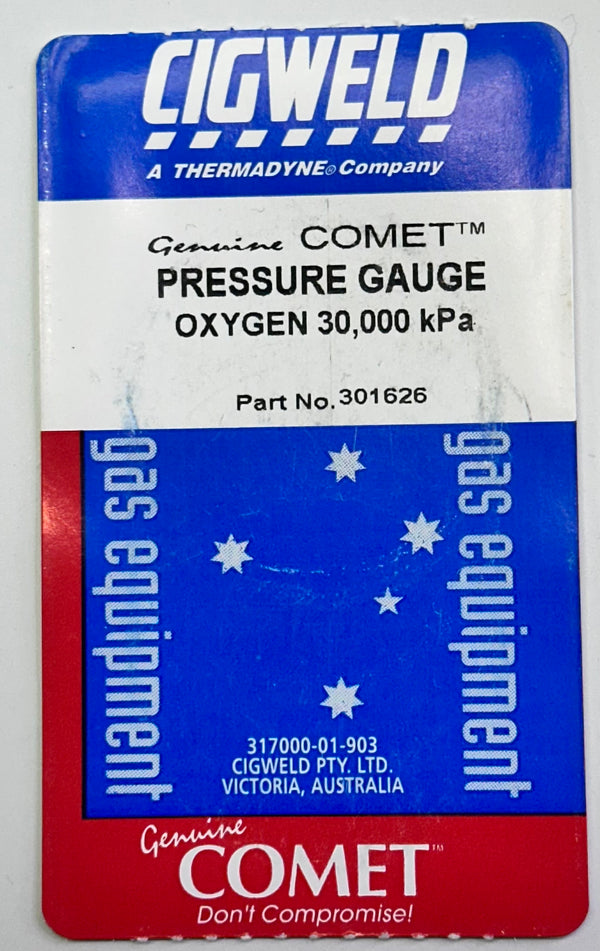 Cigweld COMET™ 301626 Oxygen Gauge HP 30,000 kPa
