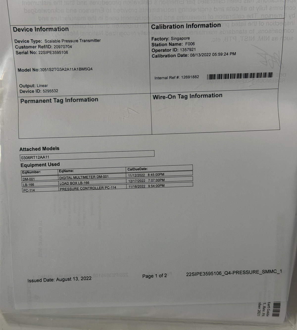 Rosemount 3051S2TG3A2A11A1BM5Q4 Pressure Transmitter with 0306RT12AA11 Manifold