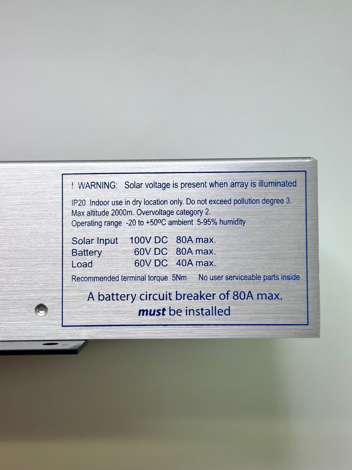 Plasmatronics PL80e Solar Charge Controller, 80A, 12–48V, 40A Load