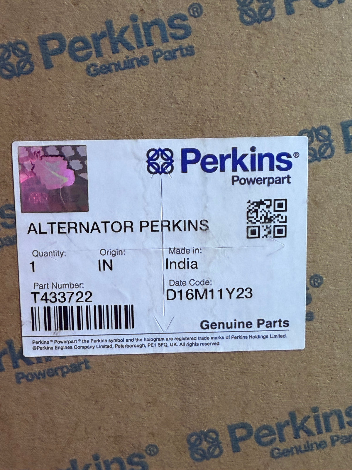 Perkins T433722 Alternator