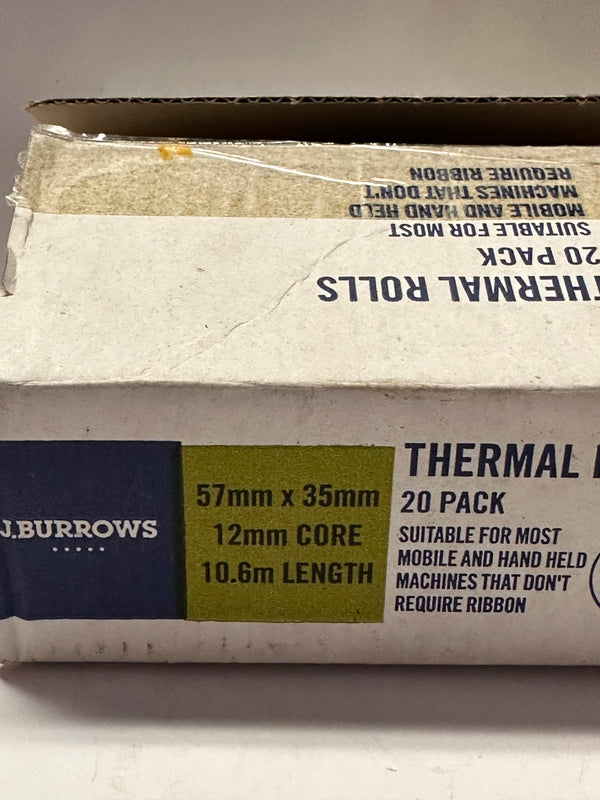 J.Burrows Thermal Rolls 20 Pack | Mining & Industrial Surplus