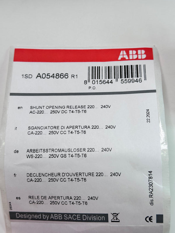1SDA054866R1 ABB Shunt Opening Release 220...240V AC-220...250V DC T4-T5-T6