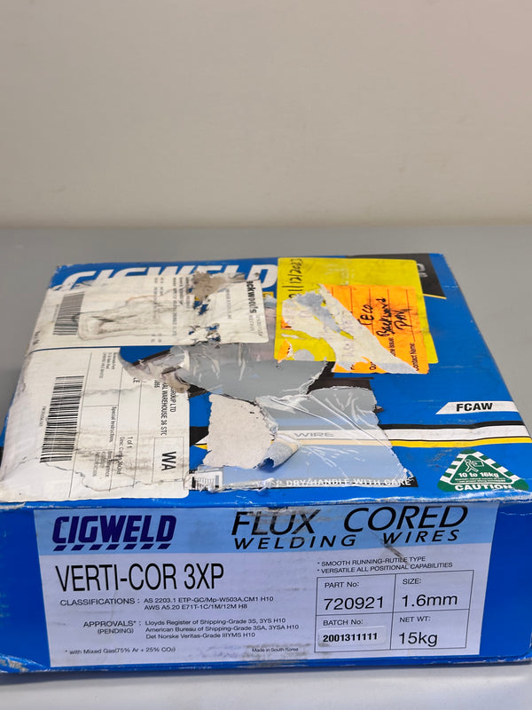 Cigweld 72021 VertiCor 3XP (E71T1/12-C/M H8) – FCAW 1.6mm Flux Core Welding wire