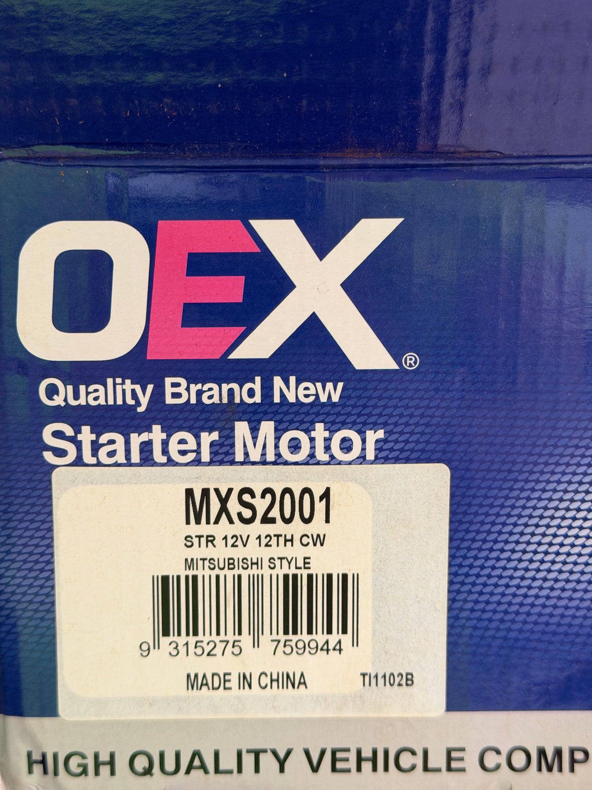 OEX MXS2001 12V 2.5kW Starter Motor – Mitsubishi Style