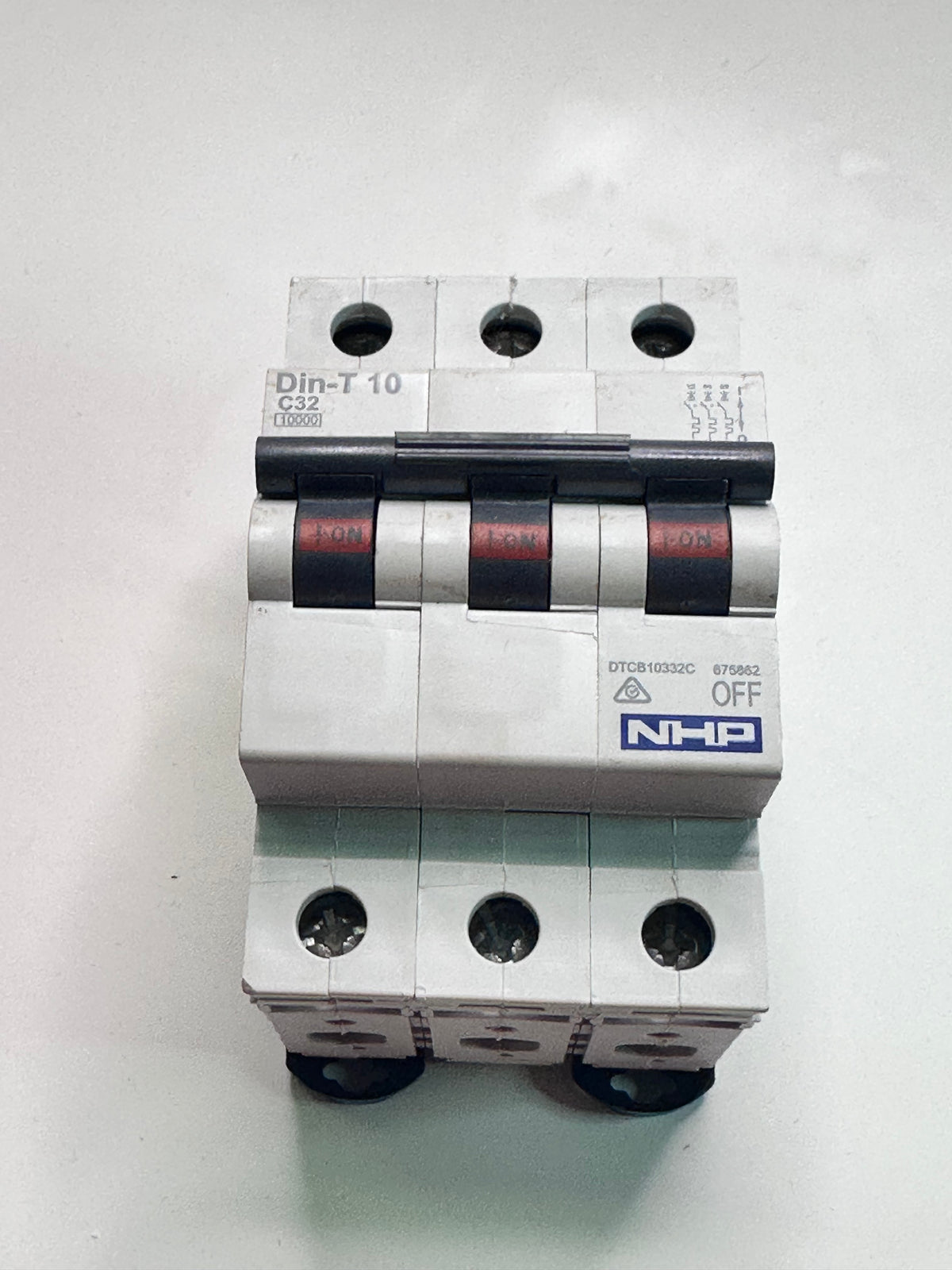 NHP DIN-T Miniature Circuit Breaker — 3-Pole, 32 A, C Curve