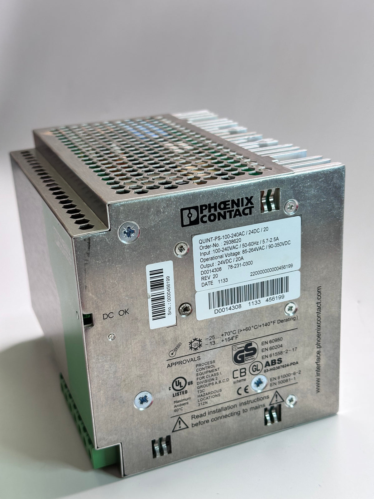 Phoenix Contact 2938620 QUINT-PS-100-240AC/24D/20, 3BHE016113R0001