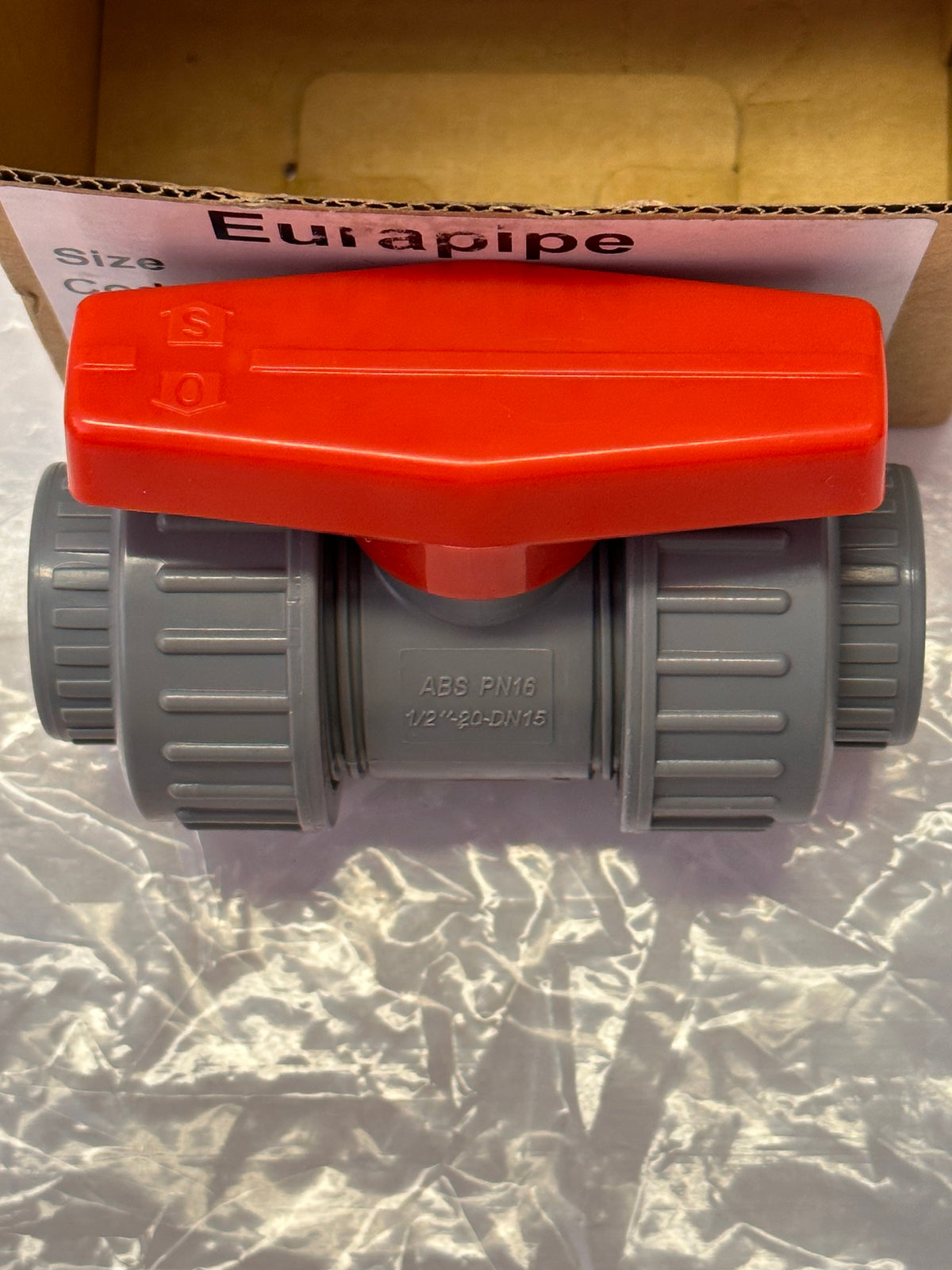 ABS Double Barrel Union Ball Valve (EPDM Seals) – Plain Sockets PN16 1/2"-20-DN16