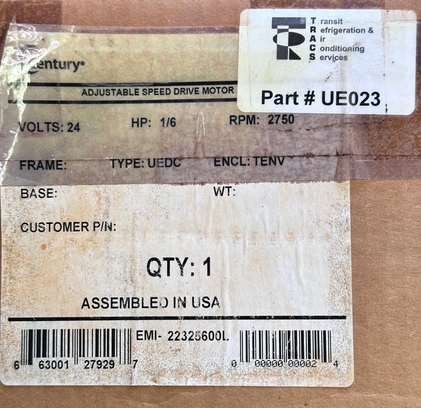Century UE023 24V Fan Motor - Double Shaft