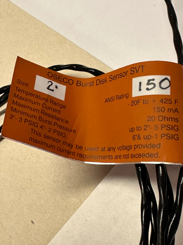OSECO Burst Disk Sensor SVT, Size 2, ANSI Rating 150