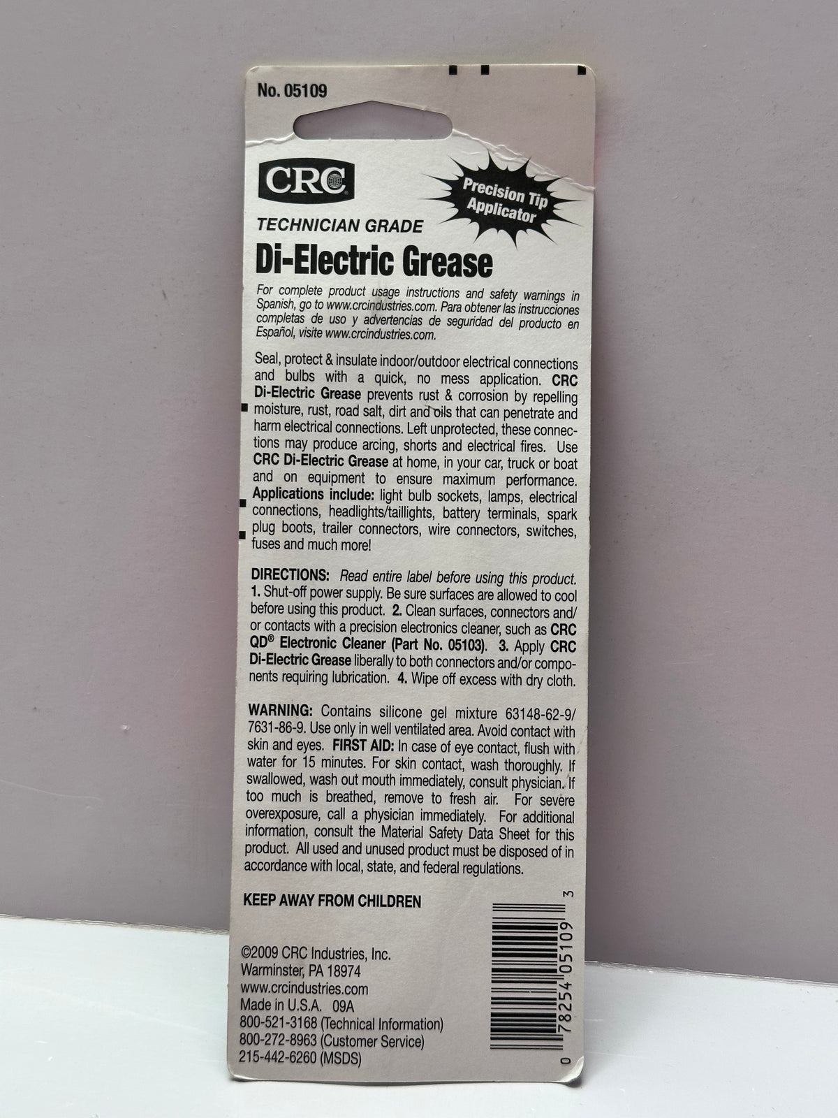 CRC Silicone Grease 05109 Di-Electric Grease, 14.2g Tube
